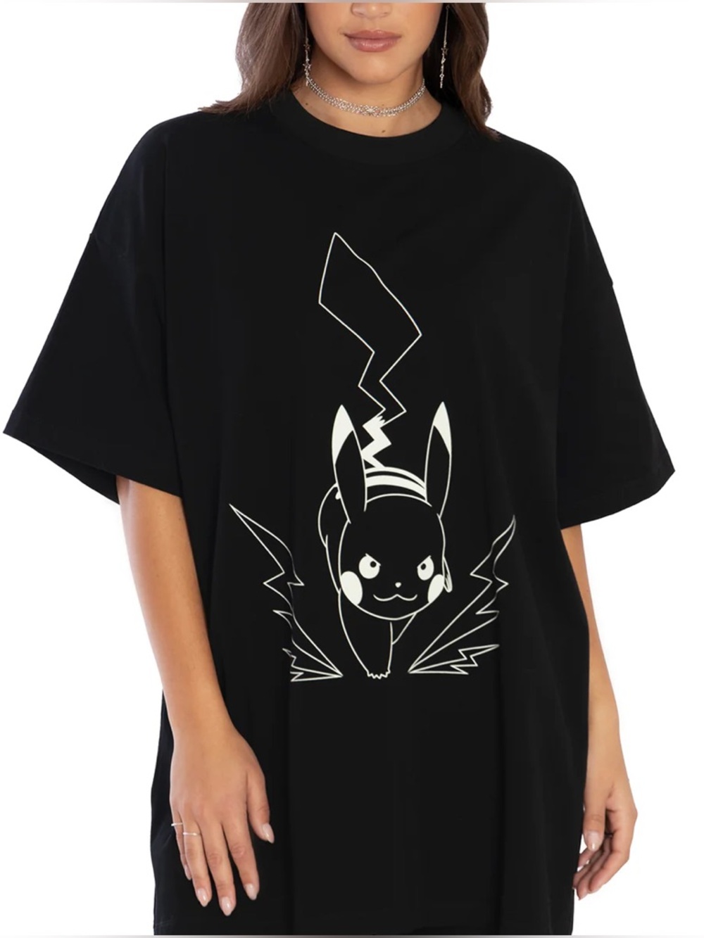 Blackmilk Pokémon Pikachu Electricity Giant Big Black Short Sleeve Tee Shirt